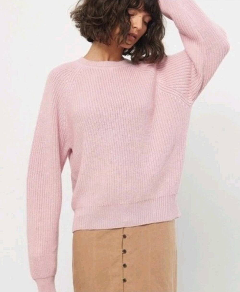 Mara Hoffman Pink Alpaca Blend Avery Ribbed Long Sleeve Sweater Small Fisherman
